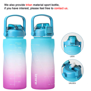 Logo personnalisé <span class=keywords><strong>3</strong></span> en 1 Set 2000ml 750ml 300ml Plastique Sport Gym Motivation Tasse à boire Tasse à café Bouteille d'eau - Product Image 6