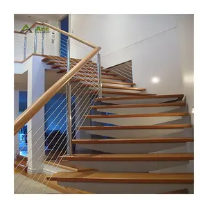 Thin Indoor Stair Cable Railing Kit Balustrade Stainless Steel Cable Railing Systems