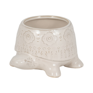 Vaso in ceramica a forma di tartaruga con design testurizzato per piante da interno, vaso decorativo per fiori - Product Image 3