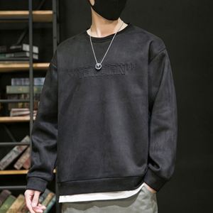 Venta caliente Vintage Custom Logo Hoodie Blank 3D Relieve Pullover Oversized Suede Crewneck Sudadera - Product Image 4