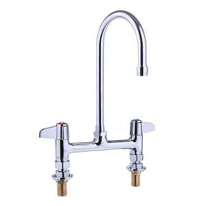 Robinet de cuisine élégant et moderne en laiton chromé, mitigeur à double poignée avec cartouche céramique, économie d'eau, bec pivotant - Product Image 1
