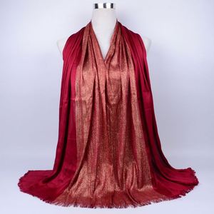 Hot Selling Women's Spring <b>Gold</b> Muslim Hijab Long Viscose <b>Scarf</b> with Shimmer Glitter - Product Image 6