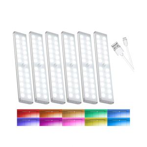 60LED USB Rechargeable <b>LED</b> <b>Motion</b> <b>Sensor</b> Wall-Mounted Dimmable Cabinet <b>Light</b> Remote Control Plastic Shade 6000K Lighting - Product Image 1