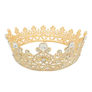 Corona de Oro Rosa de Lujo, Glamurosa para Baile de Graduación, Accesorio para el Cabello Hecho a Mano en Aleación para <span class=keywords><strong>Mujer</strong></span>, Decoración para el Cabello - Product Image 3