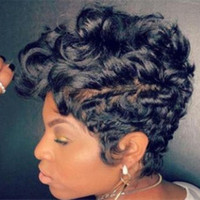 Perruque Full Lace Front wig synthétique bouclée, cheveux vierges, coupe au carré avec cuticule, Pixie, pour femmes noires