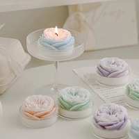 Duftende Großhandels-Kerzen, handgefertigt, Soja-Paraffin-Wachs, Rosenform, Aroma-Kunstkerze, Duftkerzen mit Glas