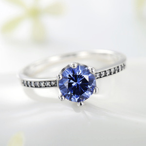 Anillo Delgado Minimalista Ajustable de Plata de Ley S925 con Seis Garras y Gema Azul Incrustada, Joyería para el Dedo, Ideal para Propuesta y Uso Diario - Product Image 3