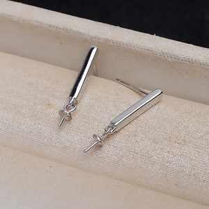 Ensemble de bijoux de mode pour femmes, collier et boucles d'oreilles pendantes en argent S925 fait main, avec support vide pour perle - Product Image 2