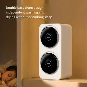 Mini machine à laver murale avec double seau pour usage domestique-pour sous-vêtements, chaussettes, lavage et séchage en un mini tambour - Product Image 2