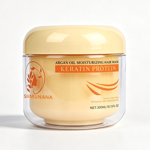 Masque capillaire à la kératine et à l'huile d'argan, traitement hydratant pour cheveux secs et abîmés, masque lissant anti-frisottis pour usage quotidien en salon - Product Image 1