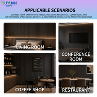 Panel Akustik Kayu MDF Coklat Oak Ramah Lingkungan Tahan Api PVC Tiga Sisi Laminasi Gaya Midcentury Modern Warna Kuning untuk Ruang Tamu, Kamar Tidur, Hotel