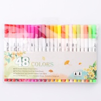 Nouveaux stylos pinceaux à double pointe 2025, 24 couleurs, marqueurs d'artiste, encre à base d'eau, non toxique, écologique, pour ensemble de coloriage, emballage