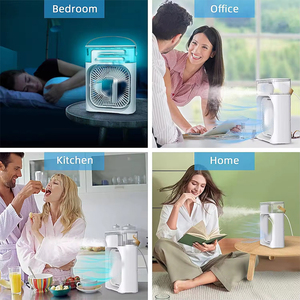 Refroidisseur <span class=keywords><strong>d</strong></span>'<span class=keywords><strong>Air</strong></span> Humidificateur <span class=keywords><strong>d</strong></span>'Été 3-en-1 Mini <span class=keywords><strong>Ventilateur</strong></span> Portable en Plastique à Glace avec Lumière 7 Couleurs - Product Image 4
