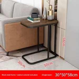 Mesa de centro de extremo pequeño en forma de <span class=keywords><strong>C</strong></span> de panel de madera moderno industrial para sofá y cama de sala de estar - Product Image 6