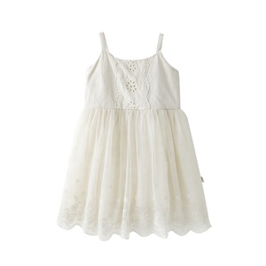Robes d'été pour filles personnalisées sans manches en coton brodé de haute qualité Robes unies pour enfants de 3 à 4 ans - Product Image 4