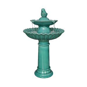 Fontaine de bain d'oiseaux en céramique, 2 niveaux, décoration de jardin - Product Image 2