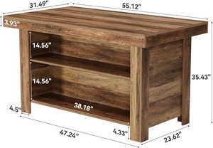 Mesa de Bar/Isla de Cocina Little Tree de 55 Pulgadas, Estilo Rústico Moderno, de Madera, con 3 Niveles, con Almacenamiento, Amplia Superficie de Trabajo y Espacio para las Piernas - Product Image 2