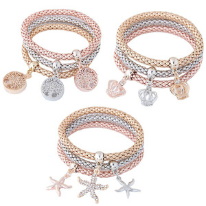 New Three-Color Suit <b>Stretch</b> Popcorn Corn Chain Heart Butterfly Animal Zircon Pendant <b>Bracelet</b> Women Charm Jewelry - Product Image 1