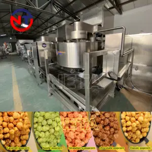 Línea de máquina para hacer palomitas de maíz, línea de producción automática, operación asy