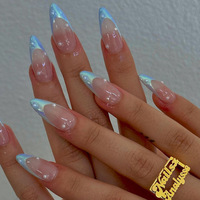 Vente en gros 24 pièces/boîte de faux ongles à appliquer avec de la colle Stiletto pointu amande acrylique faux ongles artificiels faux ongles personnalisés