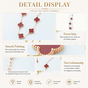 Wholesale Stainless Steel <b>Red</b> Enamel Chain <b>Bracelet</b> Women's Fashion Jewelry Vefiery OEM ODM - Product Image 4