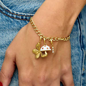 18K colore oro alla moda catena a maglie fai da te in acciaio inox moda collana pendente con amore di cristallo forno sottovuoto placcatura - Product Image 4