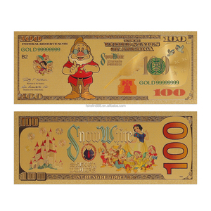 9 Design Cartoon Plastic Gold Foil Plated Banknotes Anime Princess and Dwarf <strong>Card</strong> for Gift - Product Image 3