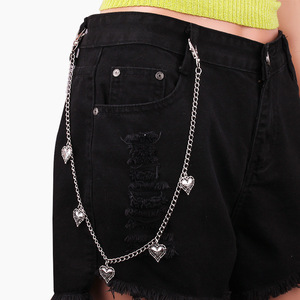 Chaîne de taille unisexe Yueli à double anneau avec pendentif cœur en métal double couche, style Hip Hop, en alliage de zinc, pour usage quotidien - Product Image 2