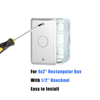 Couvercle de boîte de sortie en métal pour fournisseur d'électricité 4x2 pouces, acier galvanisé robuste, couvercle de boîte pratique avec 1/2 "Knockout au centre