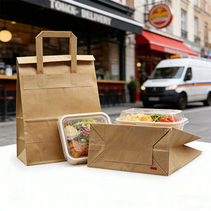 Sac en papier kraft personnalisé pour emporter les aliments à emporter, sac en papier kraft pour la restauration rapide avec film d'aluminium intérieur - Product Image 1