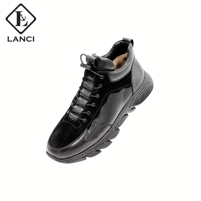 LANCI 2022 Wholesale Factory Well Designed Fashion Pattern Brown Black Casual Leather Shoes