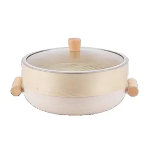 Modern Design Aluminum Induction Cookware Set with Non-Stick Coating Die-Cast Casserole Soup Noodle Pot with Glass Lid