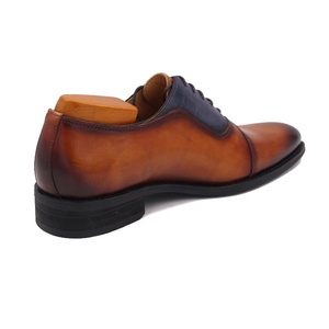 Chaussures en cuir lavé à la main pour hommes, marque de luxe italienne, personnalisables OEM/ODM, couleur TAN BLUE, pour occasions formelles, bureau, mariages et soirées légères - Product Image 5