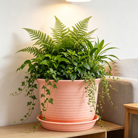 Pot de fleurs en résine léger avec trous de drainage, durable, design classique moderne et élégant, capacité de 3,29 L, pour usage intérieur/extérieur, jardinage domestique