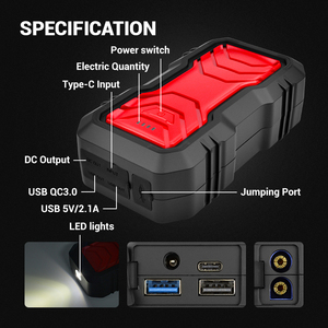 Mini nhưng Mighty 2500A xe nhảy khởi động với 22800mAh công suất kép USB Kết quả đầu ra và siêu sáng LED - Product Image 3