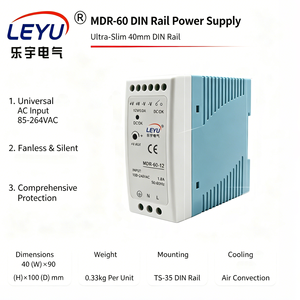 Article chaud MDR-60-24 60W 5v 12v 24V 2.5A Type de rail Din Alimentation à découpage SMPS avec indicateur LED pour usage industriel - Product Image 1