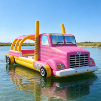 Plateforme flottante commerciale gonflable en PVC en forme de camion rose pour adultes – Idéale pour les jeux d'été et les loisirs aquatiques
