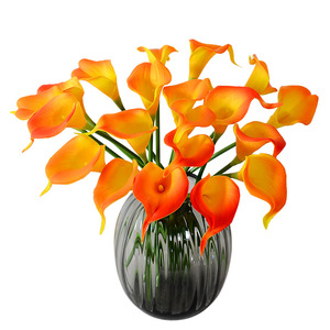 Fleur Artificielle Calla Lilies Orange Jaune en PU à Tige Unique pour Décoration de Mariage et Accessoires Hôteliers - Product Image 5