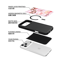 Coque de téléphone AG Feeling Black Edge avec motif chapeau moderne doré pour iPhone 17, 17 Pro Max, 16 Pro, 15 – Coque magnétique