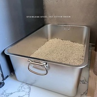 Poignée de ceinture anti-éclaboussures semi-fermée toilette pour chat bac à litière pour chat extra large bac à litière pour chat en acier inoxydable