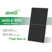 Panel Surya Jinko Solar Tiger Neo III 650W 655W 665W 670W Tipe N TOPCon Kaca Ganda Bifasial JKM650-670N-66QL6-BDV 1500VDC