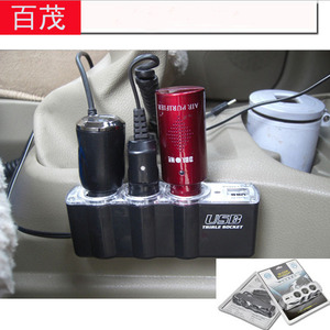 Adaptateur allume-cigare de voiture 1 à 3 ports avec sortie USB 60W, chargeur de voiture noir - Product Image 3