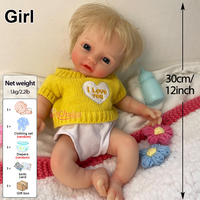 30 cm (12 Zoll) Massiv-Silikon Reborn-Babypuppe mit Implantiertem Haar, Geburtstagsüberraschung, Lebensechtes Bezauberndes Reborn-Baby, Anatomisch Korrekt