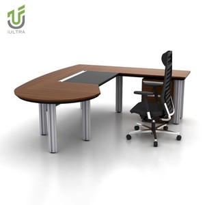 Iultra CEO gỗ màu đỏ <span class=keywords><strong>Veneer</strong></span> bàn điều hành, sang trọng hiện đại hình chữ L bàn văn phòng Ông Chủ, chất lượng cao - Product Image 6