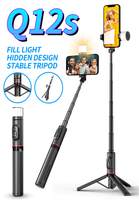 Nuevo Palo Selfie Telescópico Plegable 3 en 1 con Luz LED de Relleno, Rotación de 360° y Botón Inalámbrico para Fotografía y Transmisión en Vivo