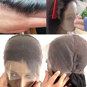 Perruques blondes ombrées brun clair, perruques à fermeture frontale en dentelle 13x4, cheveux humains pré-épilés, cheveux vierges brésiliens non traités, perruques bouclées sans colle - Product Image 6