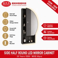 Armoire de toilette murale LED demi-ronde avec miroir intelligent anti-buée pour projets hôteliers