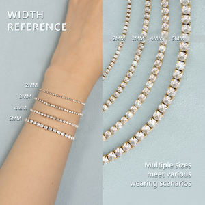 2mm 3mm 4mm 5mm mujer joyería moda tenis cadena hombres 14K chapado en oro Acero inoxidable 5A Cubic Zirconia <span class=keywords><strong>CZ</strong></span> diamante pulsera - Product Image 5