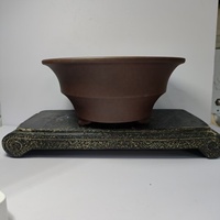Pot à bonsaï en sable de Yixing, forme ronde, non verni, avec motif linéaire, best-seller