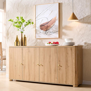 Grand buffet incurvé moderne Armoire de rangement 4 portes Étagères pour café Bar Station Cuisine Salon Meubles de maison - Product Image 1